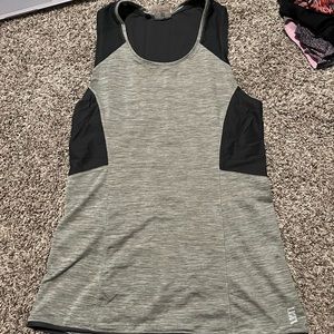 Womens X-small dark and light grey tank top/ open back/ tight fit